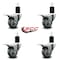 Service Caster 3'' Gray Poly Swivel 1-3/4'' Expanding Stem Caster Set Total Lock Brake, 4PK SCC-EXTTL20S314-PPUB-134-4 - alternate 2